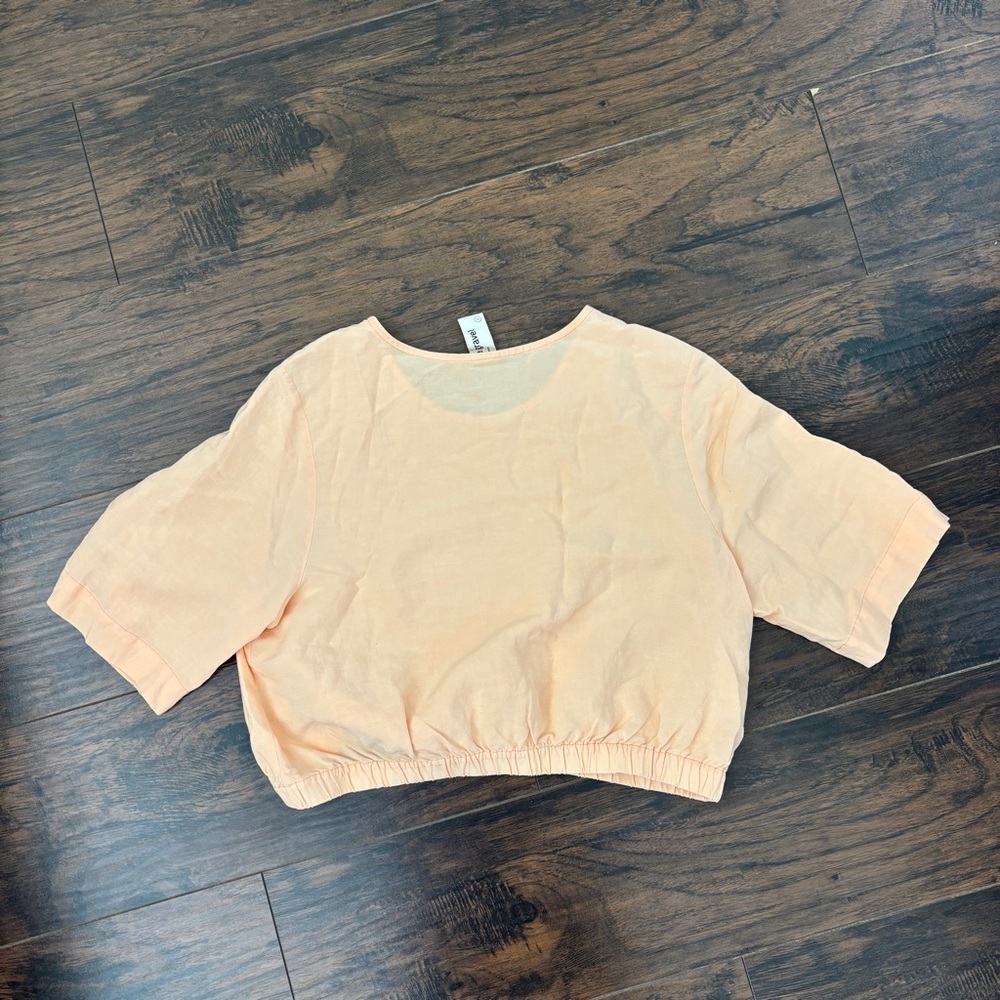 Evegravel Pastel Orange Linen Crop Top Size L - Picture 4 of 5